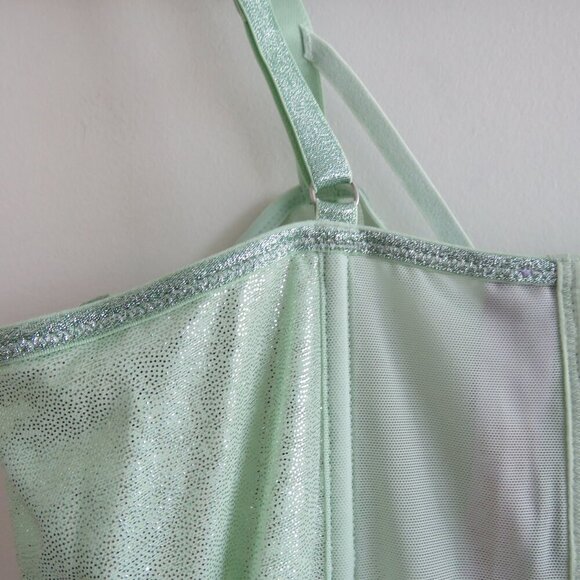 SAVAGE X FENTY Going Platinum Mesh Bustier Corset in Green Mist Metallic L NWT - Picture 9 of 13